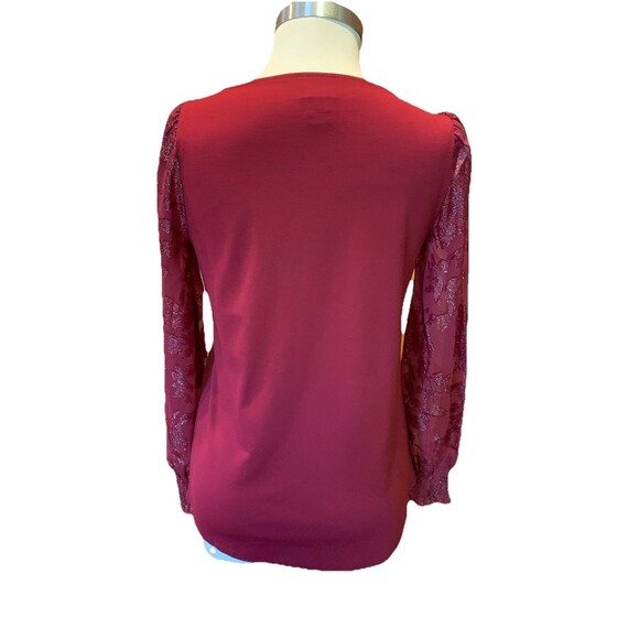 Chico’s Size 0 /Size XS Top Blouse Wine Jersey Knit Fairy Sparkle Excellent Cond - Picture 5 of 9